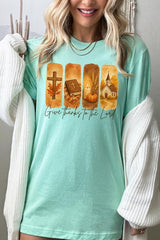 US3001-E3169 Give Thanks To The Lord Graphic Tee $12.5
