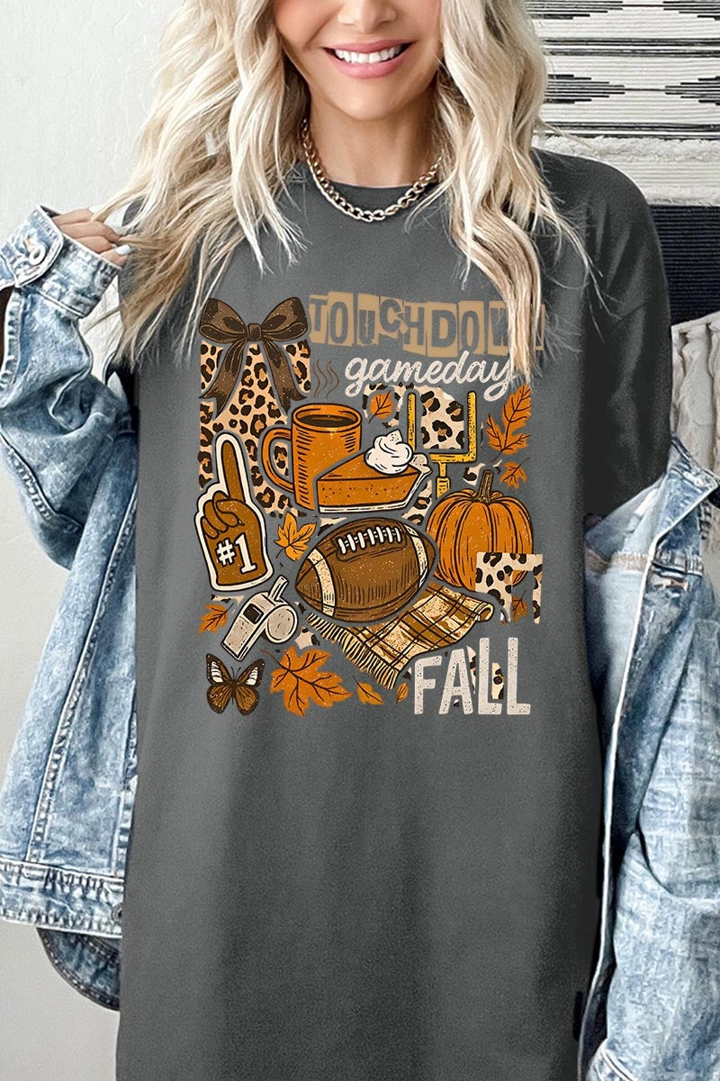 5000-E3134 Fall Football Collage Graphic Heavy Cotton Tee $9