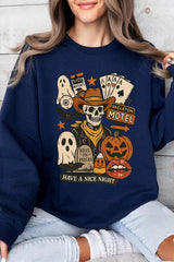 UL180P-E3107 Spooky Western Skeleton Graphic Plus Sweatshirt $25