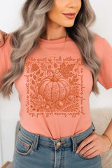 US3001-E3112 Fall Pumpkin Botanical Graphic Tee $12.5