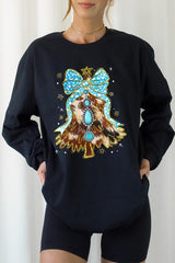 UL240P-E3184 Turquoise Christmas Tree Graphic Plus Long Sleeve Tee $17