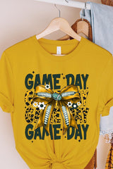 US3001-E3090 Yellow Football Game Day Bow Graphic Tee $12.5