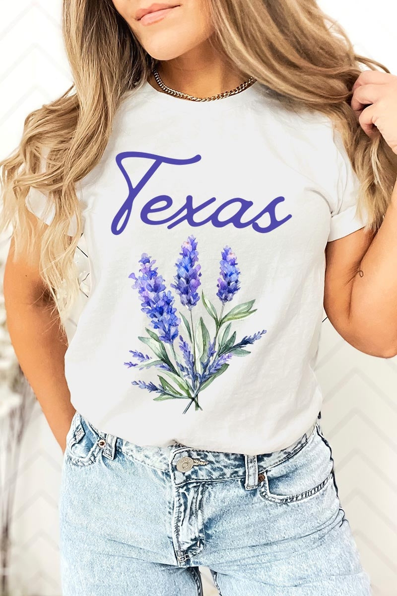 US3001-E3060 Texas Bluebonnet Graphic Tee $12.5