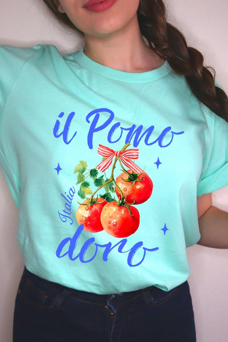 US3001-E3070 Il Pomodoro Tomato Art Graphic Tee $12.5