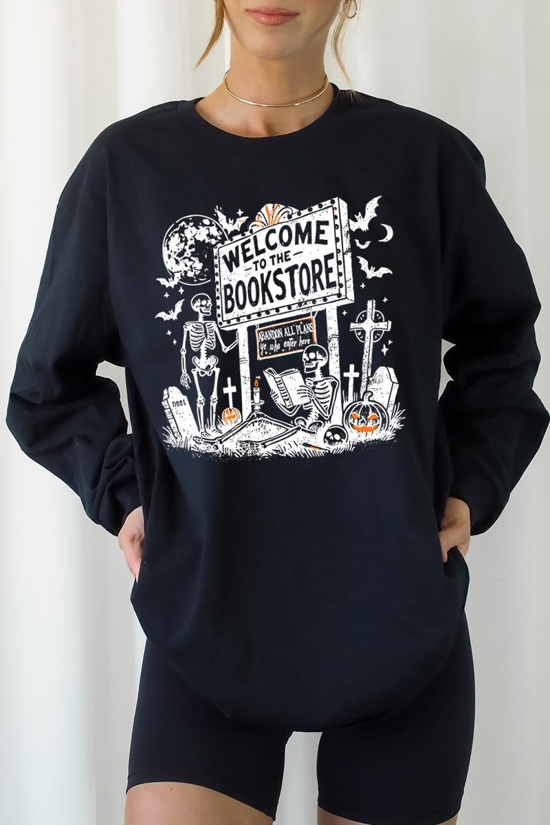 UL240P-E3122 Bookstore Halloween Graphic Plus Long Sleeve Tee $17