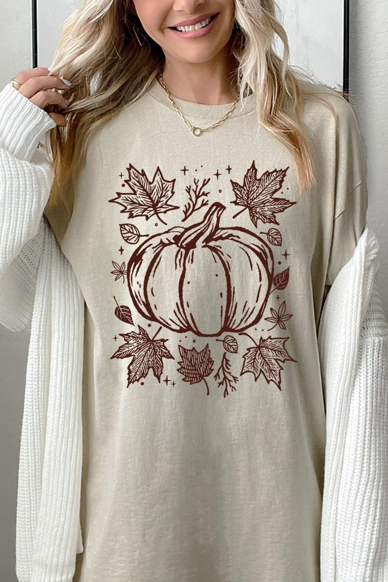 5000P-E3162 Fall Pumpkin Graphic Plus Heavy Cotton Tee $12.75