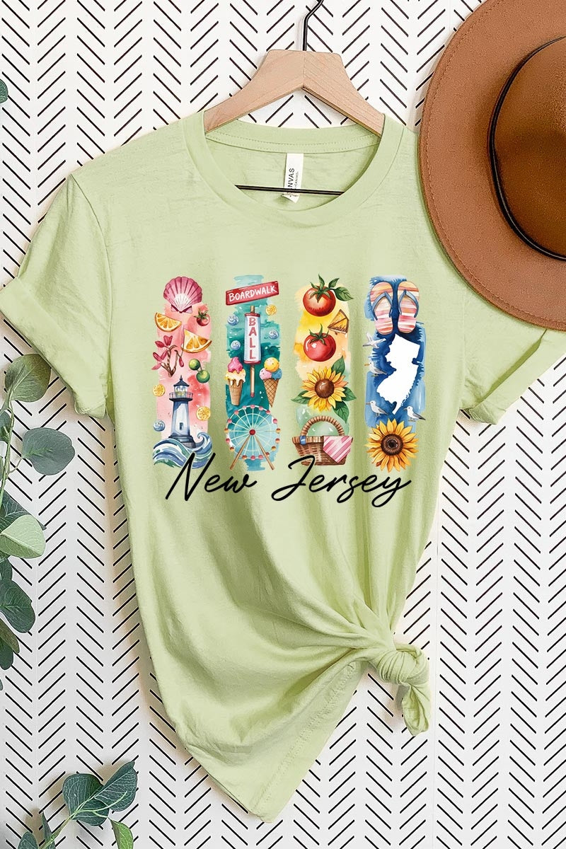 US3001-E3061NJ New Jersey State Brushstroke Graphic Tee $12.5