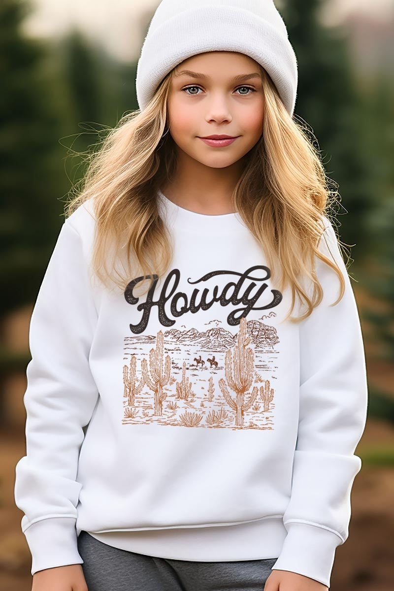 UL180B-E3095Z Howdy Desert Western Kids Graphic Sweatshirt $20