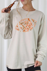 UL240P-E3133 Floral Football Graphic Plus Long Sleeve Tee $17