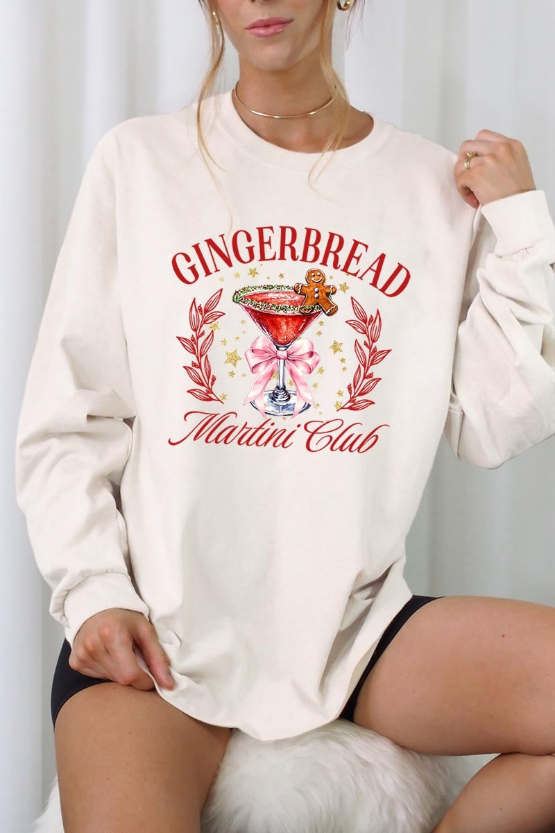 UL240P-E3216 Gingerbread Martini Club Graphic Plus Long Sleeve Tee $17