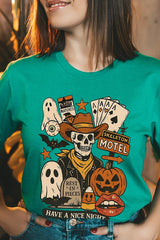 US3001P-E3107 Spooky Western Skeleton Graphic Plus Tee $16