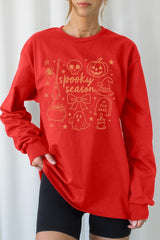UL240P-E3141 Halloween Doodle Graphic Plus Long Sleeve Tee $17