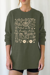 UL240-E3163 Pumpkin Patch Doodle Graphic Long Sleeve Tee $13.75