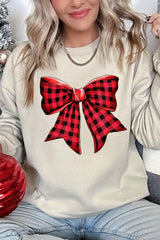 UL180P-E3198 Red Buffalo Plaid Bow Graphic Plus Sweatshirt $25
