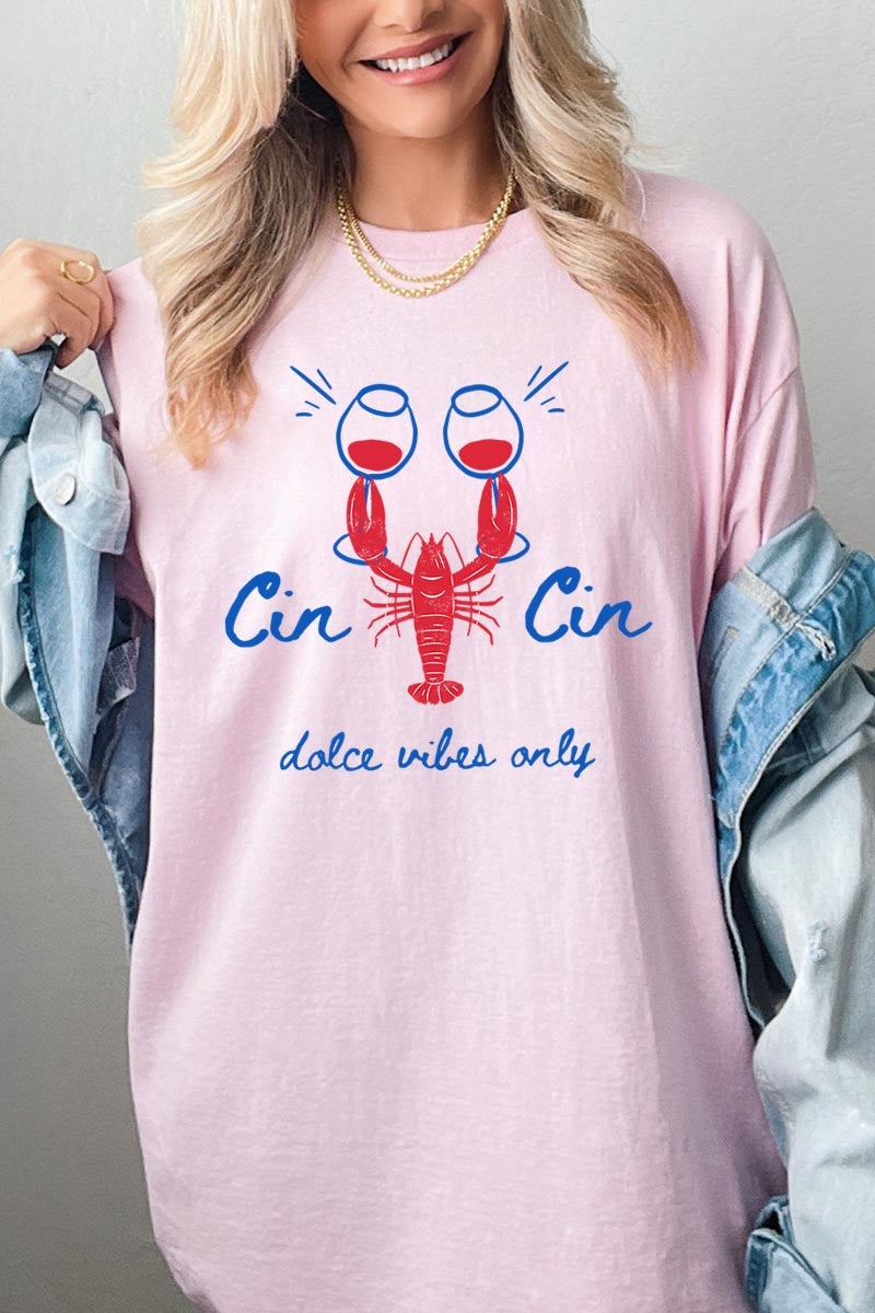 5000-E3069 Cin Cin Lobster Graphic Heavy Cotton Tee $9