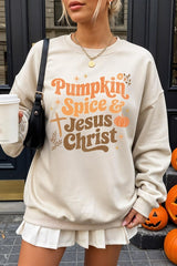 UL180P-E3164 Pumpkin Spice & Jesus Graphic Plus Sweatshirt $25