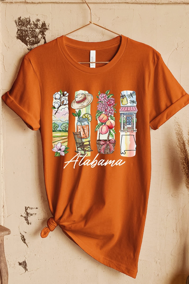 US3001-E3061AL Alabama State Brushstroke Graphic Tee $12.5