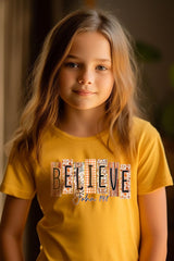 US3001Y-E3167Z Believe Fall Christian Kids Graphic Tee $11