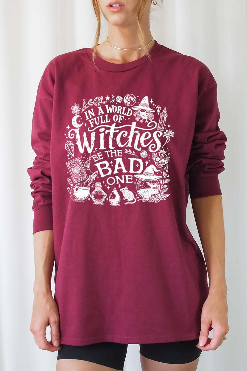 UL240P-E3139 In a World of Witches Graphic Plus Long Sleeve Tee $17