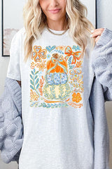 5000-E3153 Floral Pumpkin Stack Graphic Heavy Cotton Tee $9