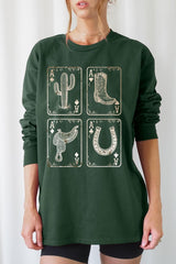 UL240P-E3094 Western Cowgirl Card Graphic Plus Long Sleeve Tee $17