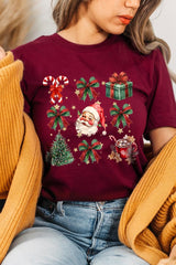US3001P-E3217 Santa Gifts & Bows Christmas Graphic Plus Tee $16