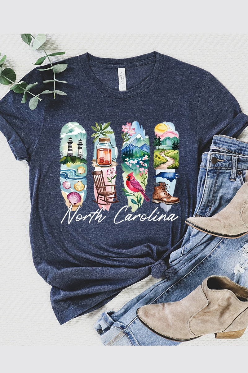 US3001-E3061NC North Carolina State Brushstroke Graphic Tee $12.5