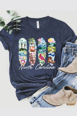 US3001P-E3061NC North Carolina State Brushstroke Graphic Plus Tee $16