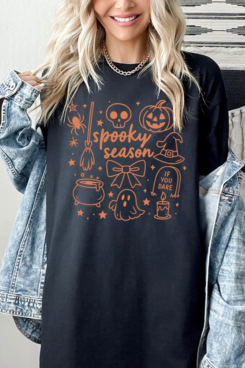 5000P-E3141 Halloween Doodle Graphic Plus Heavy Cotton Tee $12.75