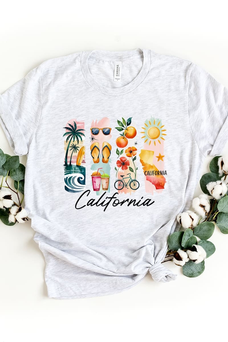 US3001-E3061CA California State Brushstroke Graphic Tee $12.5