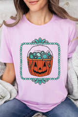 US3001-E3140 Halloween turquoise pumpkin Graphic Tee $12.5