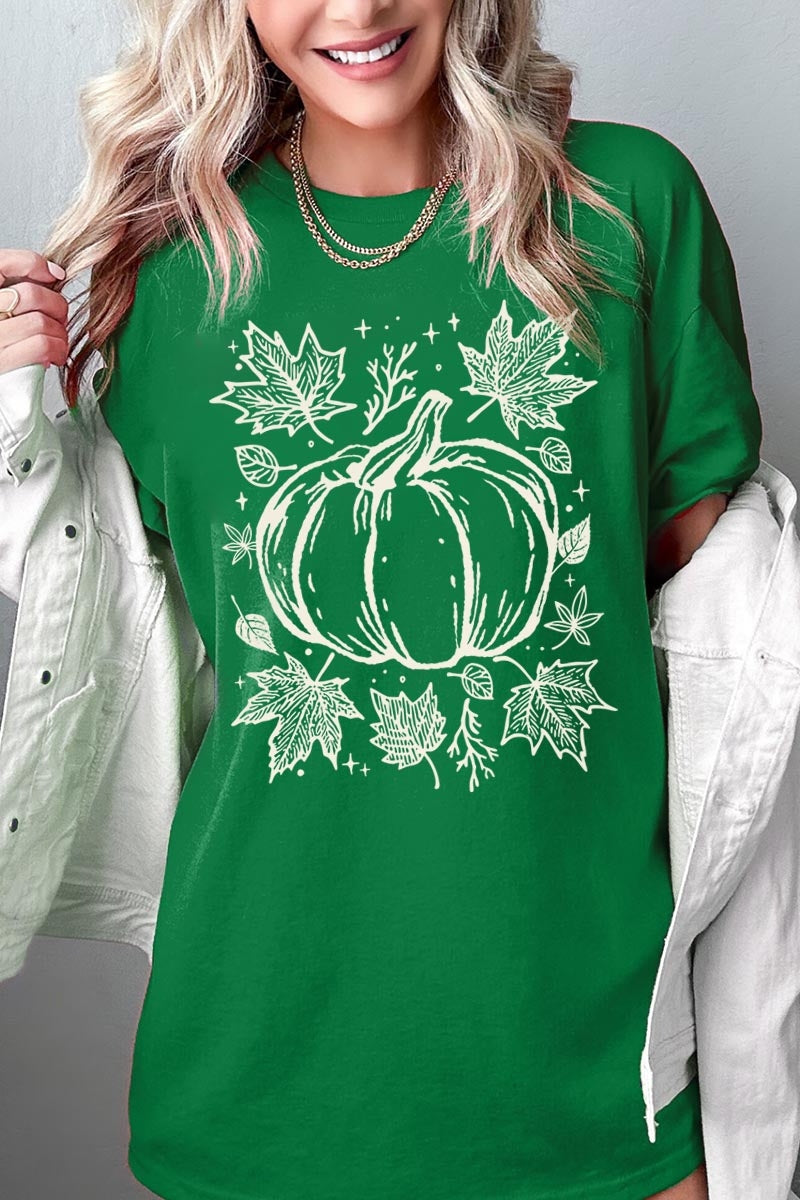 5000P-E3162 Fall Pumpkin Graphic Plus Heavy Cotton Tee $12.75