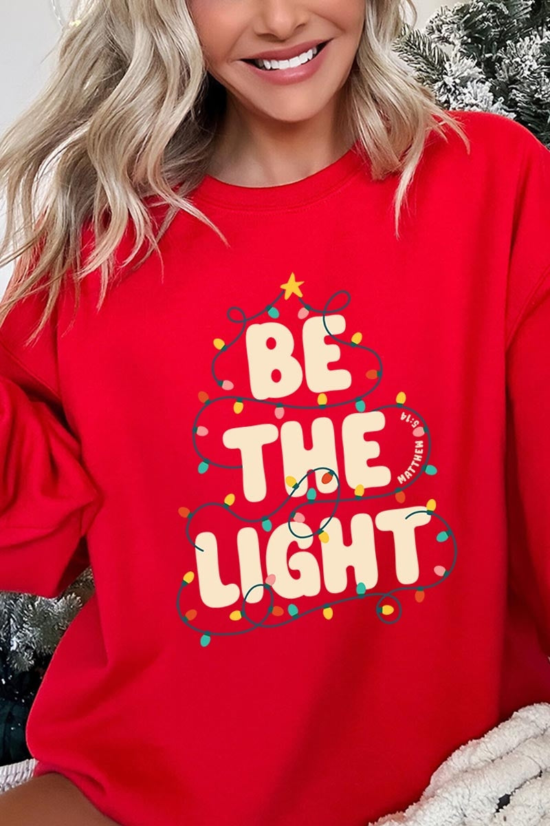 UL180P-E3202 Be the Light Christmas Graphic Plus Sweatshirt $25