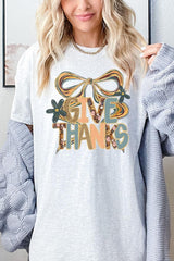 5000-E3154 Give Thanks Bow Graphic Heavy Cotton Tee $9