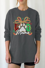 UL240P-E3194 Dog Mama Christmas Paw Graphic Plus Long Sleeve Tee $17