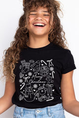 US3001Y-E3181Z Christmas Doodle Kids Graphic Tee $11
