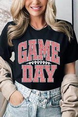 US3001P-E3126 Red Gingham Game Day Graphic Plus Tee $16