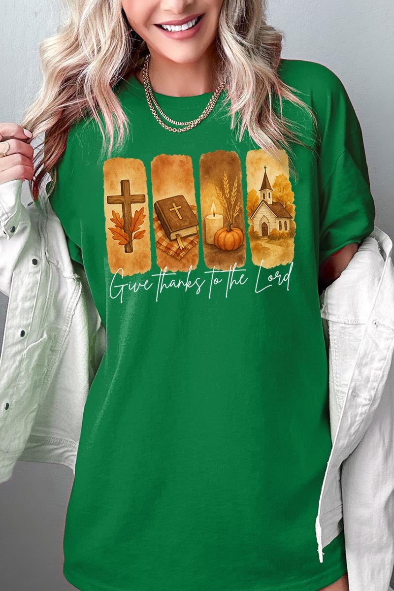 5000P-E3169 Give Thanks To The Lord Graphic Plus Heavy Cotton Tee $12.75