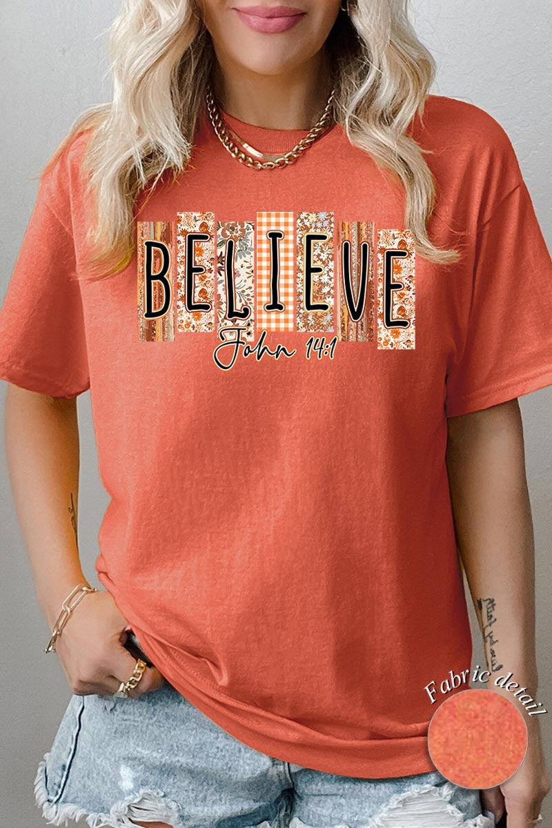 5000-E3167 Believe Fall Christian Graphic Heavy Cotton Tee $9