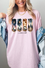 5000-E3204 Savior Is Born Nativity Graphic Heavy Cotton Tee $9