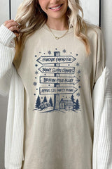 5000P-E3189 Ski Lodge Signs Graphic Plus Heavy Cotton Tee $12.75