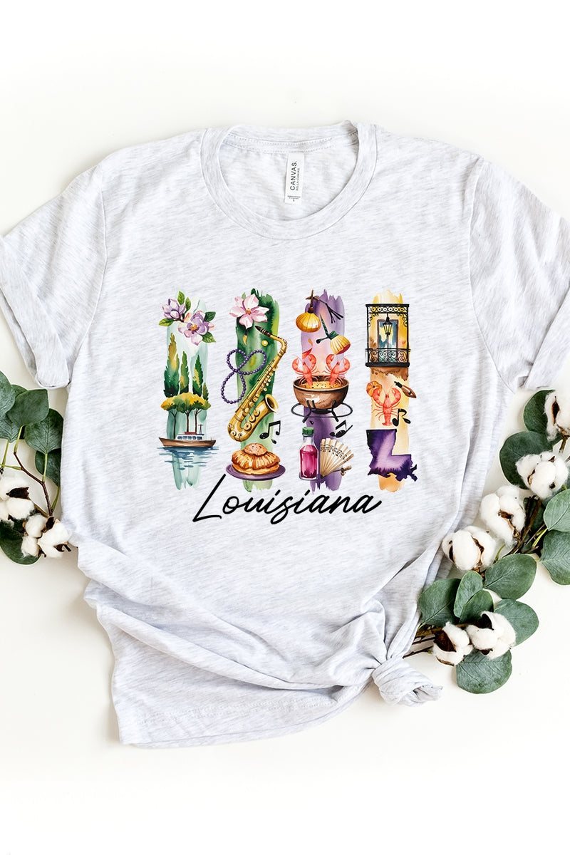 US3001-E3061LA Louisiana State Brushstroke Graphic Tee $12.5