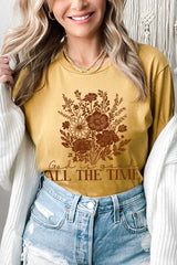 US3001P-E3116 God Is Good Floral Graphic Plus Tee $16