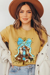 US3001P-E3184 Turquoise Christmas Tree Graphic Plus Tee $16