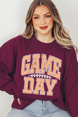 UL180P-E3129 Orange Gingham Game Day Graphic Plus Sweatshirt $25