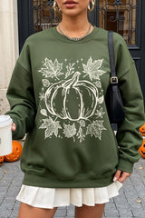 UL180P-E3162 Fall Pumpkin Graphic Plus Sweatshirt $25