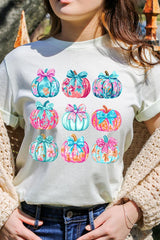 US3001P-E3137 Coquette Pumpkin Graphic Plus Tee $16
