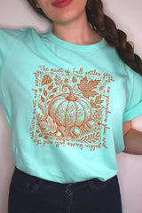 US3001-E3112 Fall Pumpkin Botanical Graphic Tee $12.5