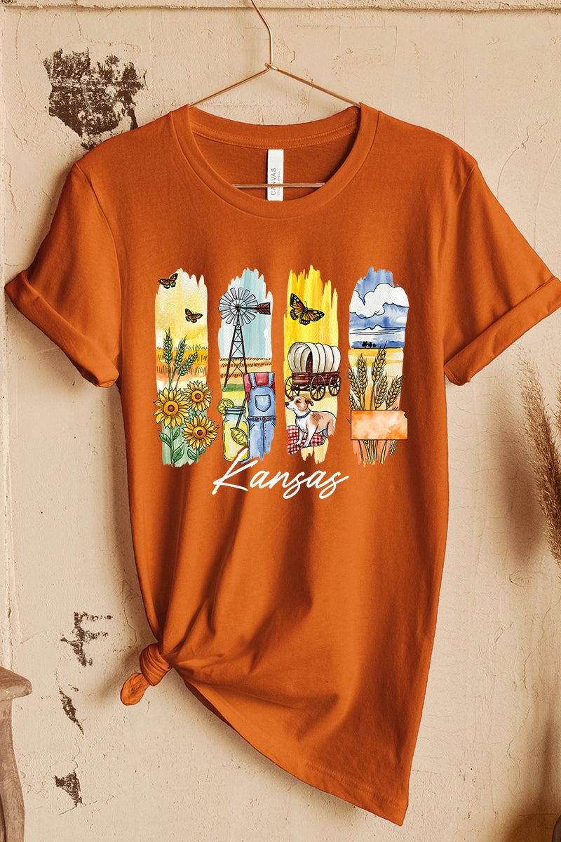 US3001-E3061KS Kansas State Brushstroke Graphic Tee $12.5