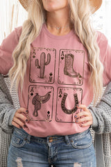 US3001P-E3094 Western Cowgirl Card Graphic Plus Tee $16